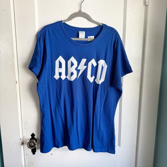 ABCD Bright Blue Teacher Concert Band Style Short Sleeve Tee T-Shirt NWT XXL - Picture 1 of 6